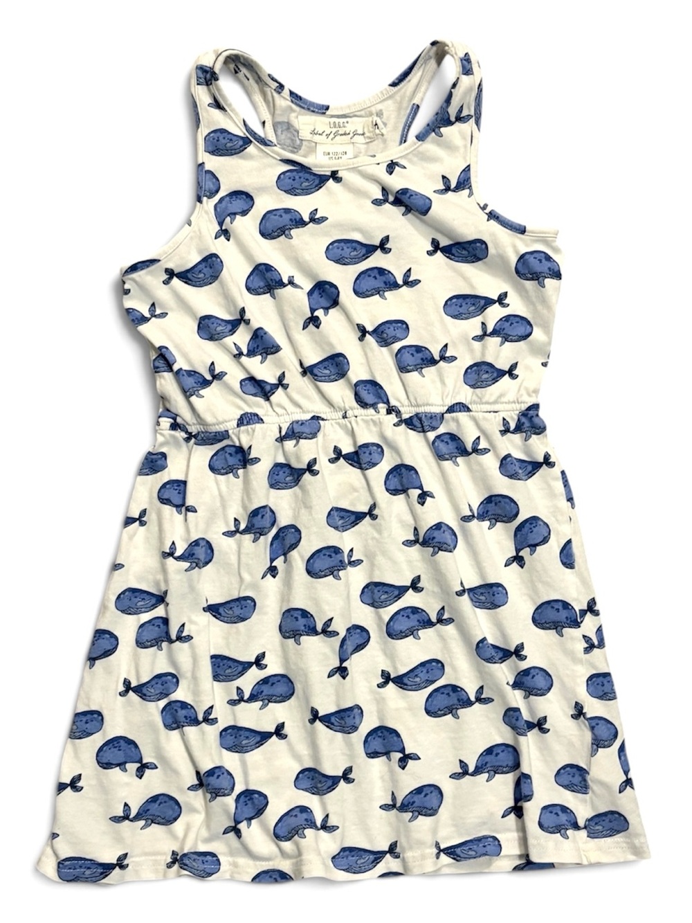 H&M White Tank Dress with Blue Whale Print